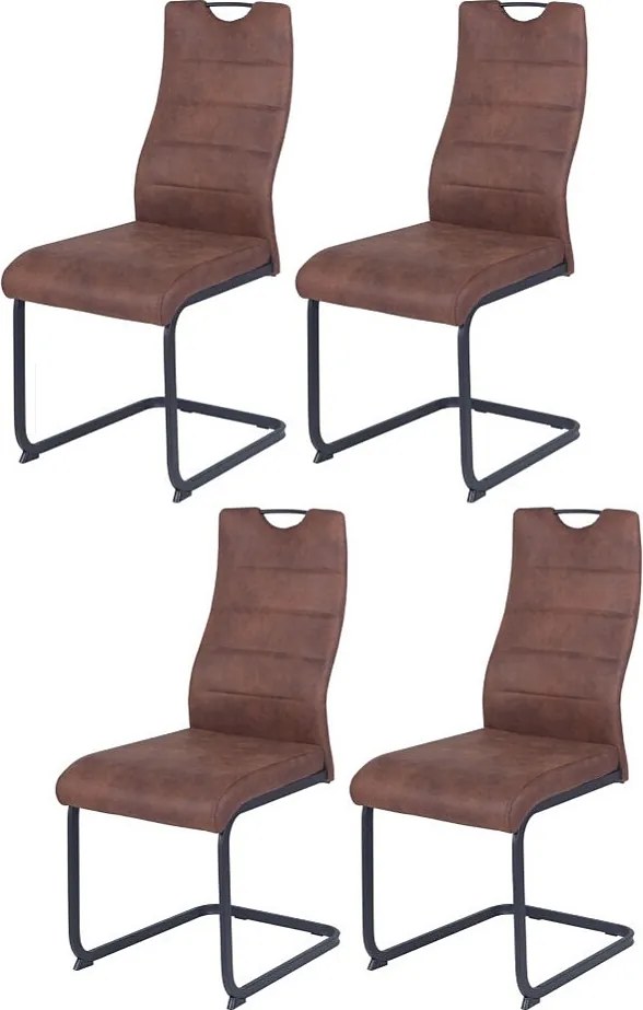 Zestaw krzeseł 4 szt. - tkanina i czarny metal - ciemnoszary - PANTA