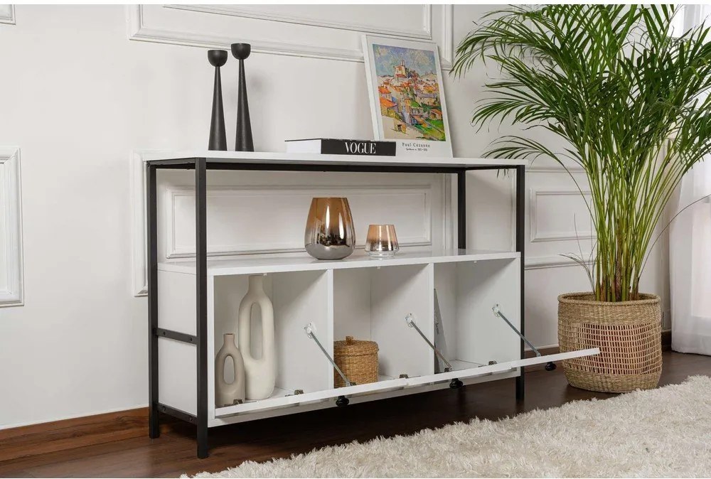 Biała konsola z matowym wykończeniem 29,5x120 cm Solace – Kalune Design