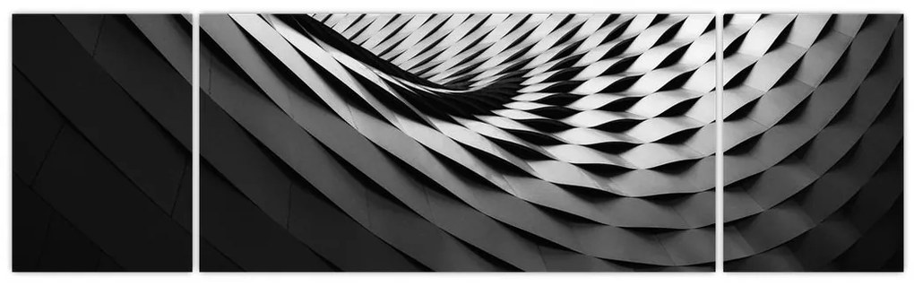 Abstrakcyjny obraz - czarno - biała spirala (170x50 cm)