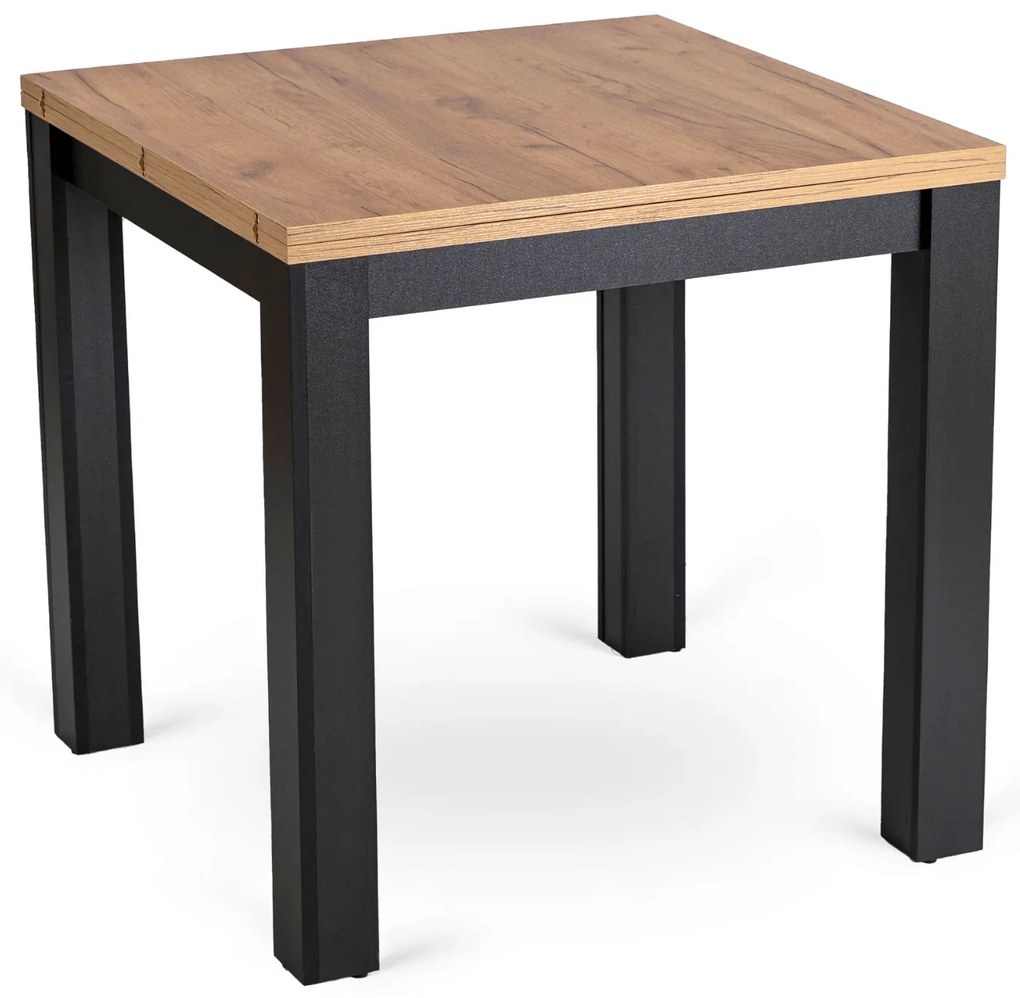 Stół Kwadratowy Rozkładany MAX 80-160 cm Dąb Craft/Czarny Nowoczesny Loft