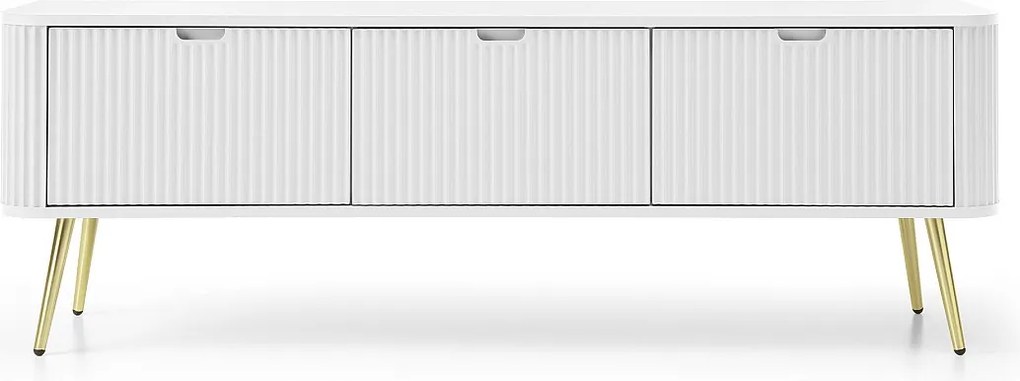 Szafka RTV: Biała, złote nogi, 168 x 57 x 39 cm