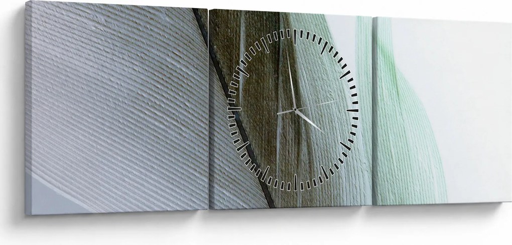 Obraz - Pióra, makro (z zegarem) (90x30 cm)