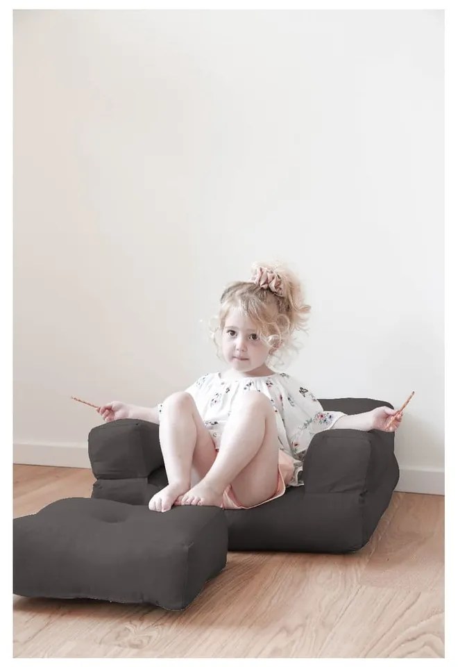 Dziecięcy fotel rozkładany s taburetkou Karup Design Mini Cube Dark Grey
