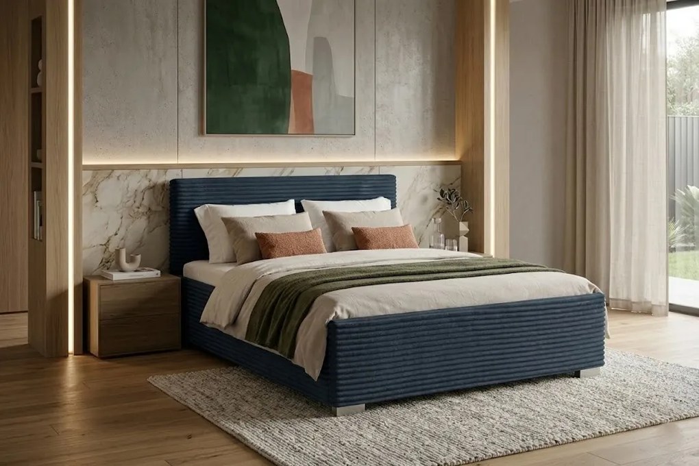 Łóżko LUCI 160x200 cm Granatowy Bez materaca