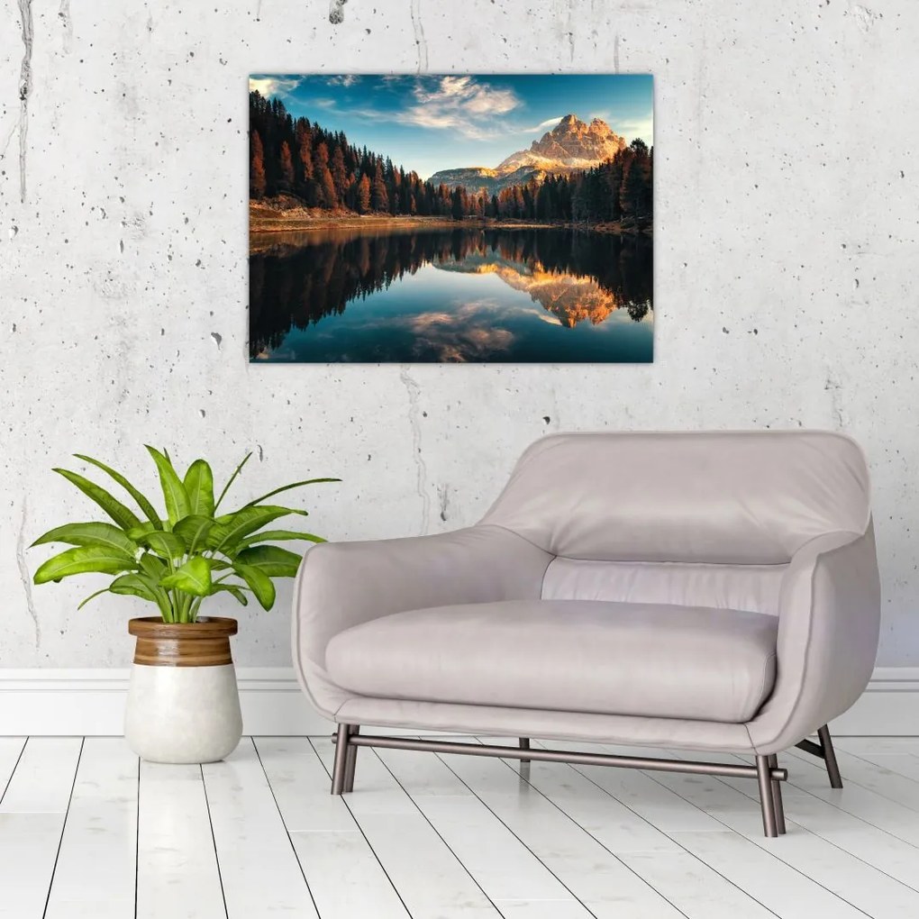 Obraz - Alpy, Włochy, Dolomity, Lago Antorno (70x50 cm)
