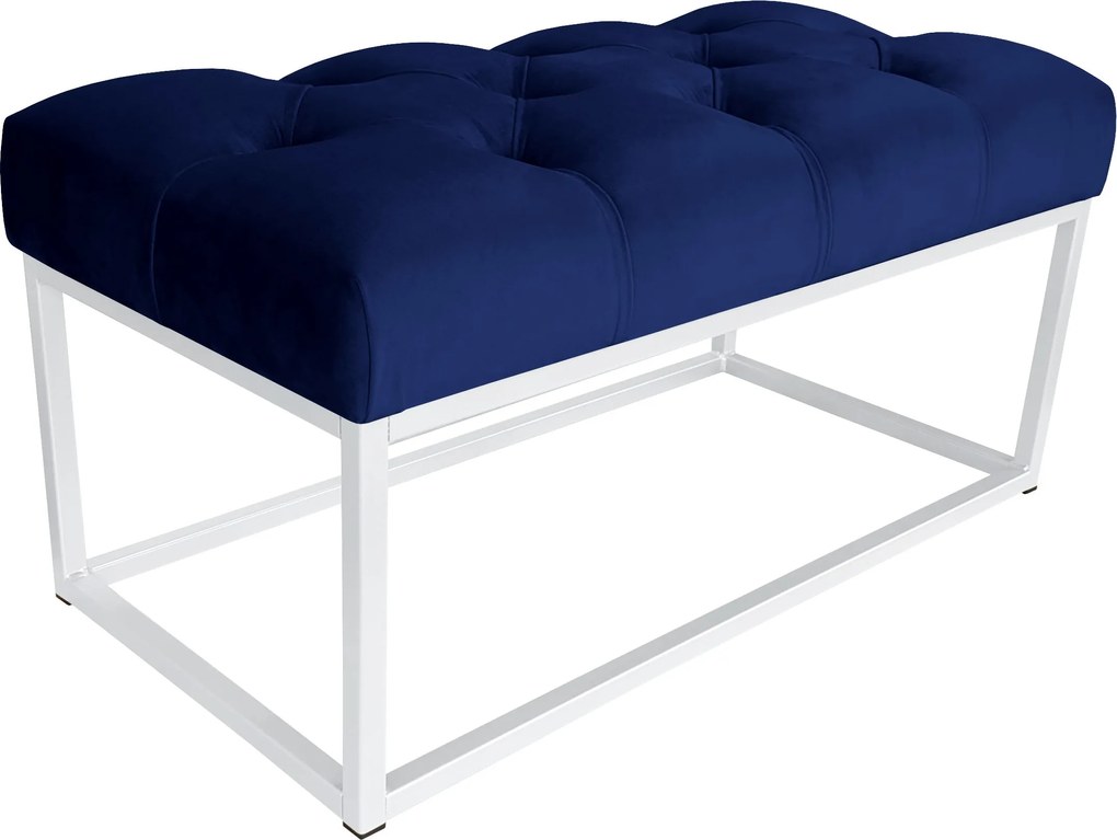Ławka CHESTERFIELD tkanina Welur loft ławka metal : Kolor Stelaża - Biały, Kolor tkaniny - VELVET - MG16, Typ tkaniny - Velvet