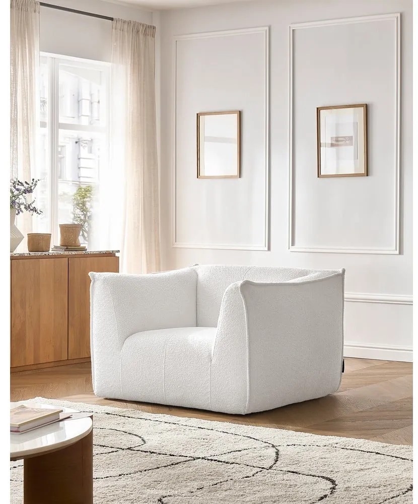 Biały fotel z materiału bouclé Giorgia – Bobochic Paris