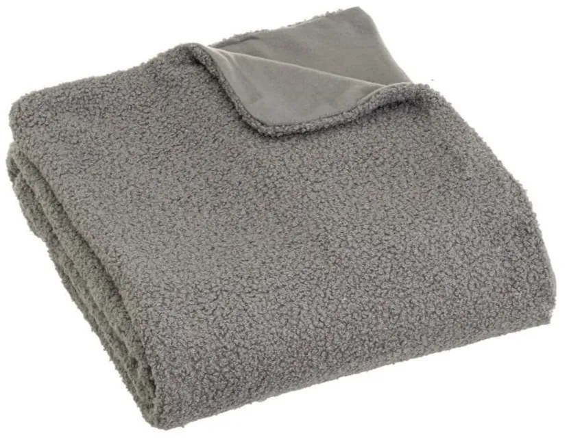 Szary koc z materiału sherpa 130x160 cm Sherpa Bouclé – Casa Selección