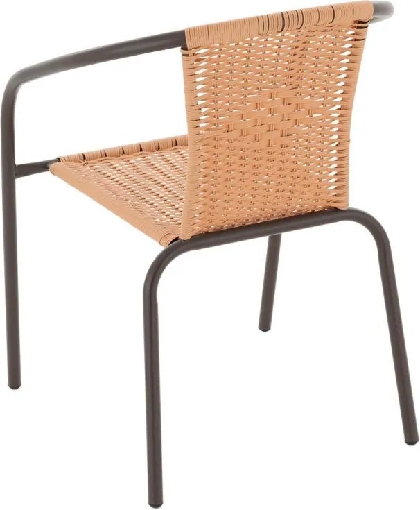 GARTHEN Zestaw 4 krzeseł bistro z polirattanu, brązowy