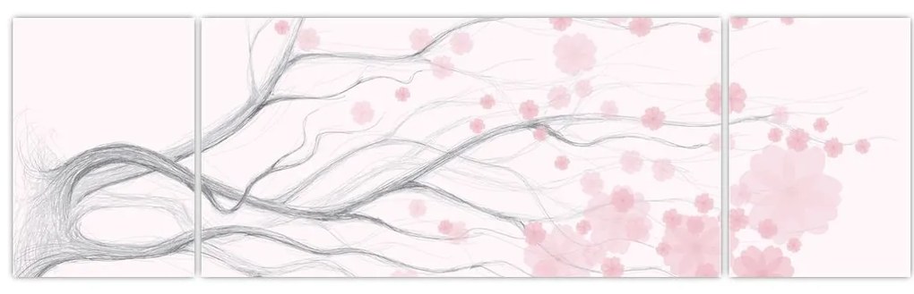 Obraz - Różowe kwiaty (170x50 cm)