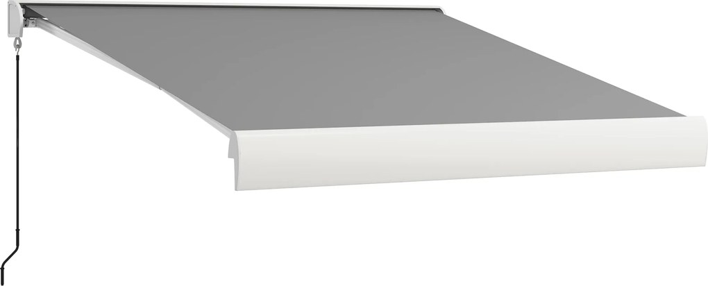 Outsunny Markiza, elektryczna/ręczna wysuwana, pełna kasetonowa, pilot zdalnego sterowania, rama aluminiowa, 3 x 2,5 m, Jasnoszary