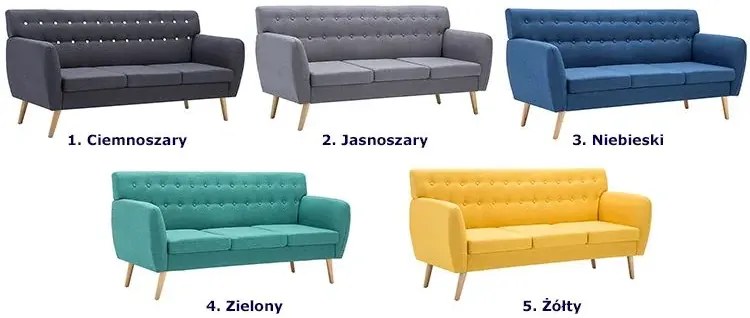 3-osobowa ciemnoszara sofa pikowana - Elia