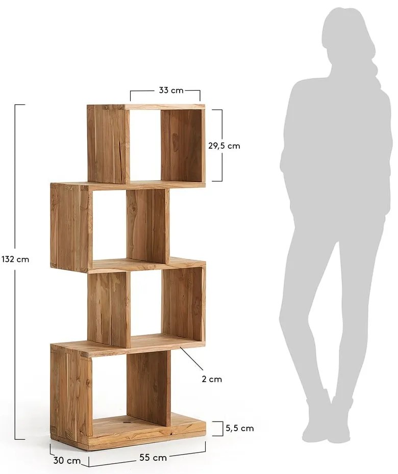 Regał z litego drewna tekowego w naturalnym kolorze 55x132x30 cm Aroba – Kave Home