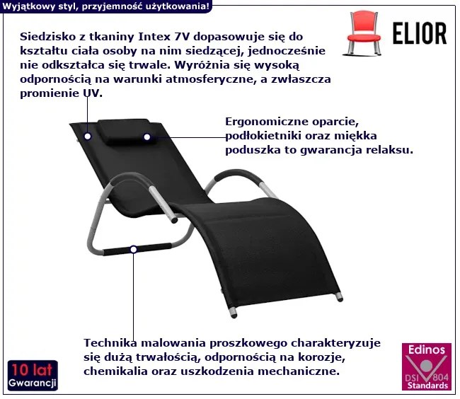Leżak ogrodowy czarny - Amalfes