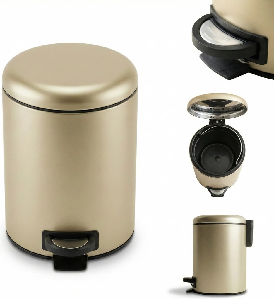 Kosz łazienkowy STEG z wolno opadającą pokrywą, wyciągany pojemnik, 3 l