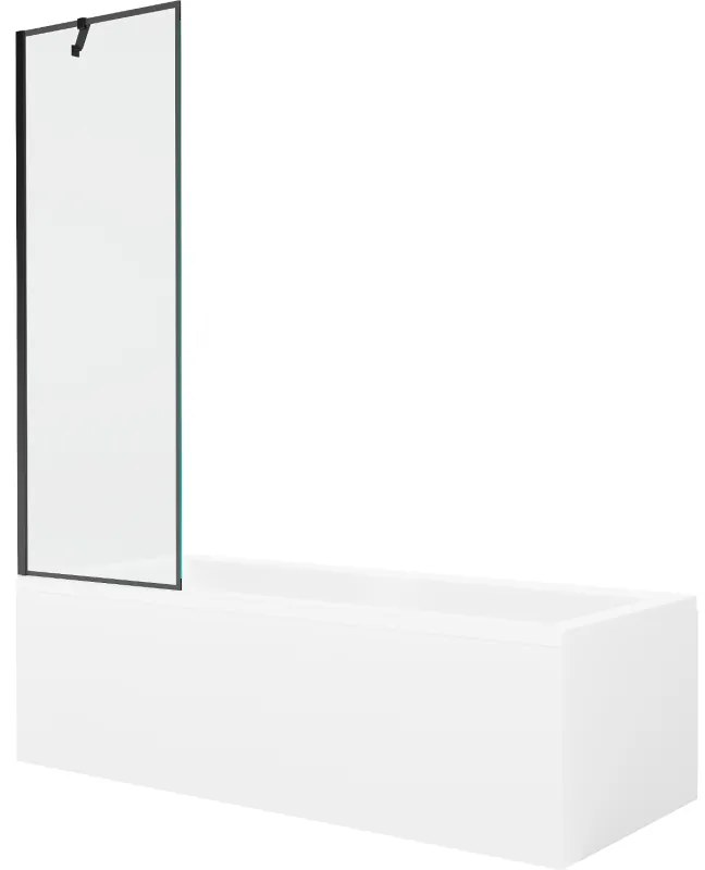 Mexen Cubik wanna prostokątna 170 x 70 cm z obudową i parawanem 1-skrzydłowym 60 cm, czarny wzór - 550317070X9506007070