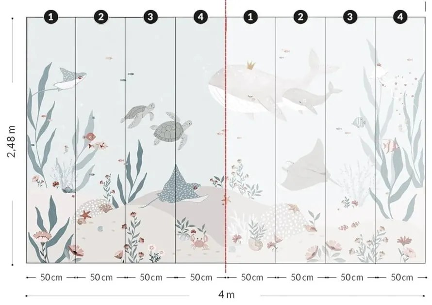 Tapeta dziecięca 400 cm x 248 cm Dreamy Seabed – Lilipinso