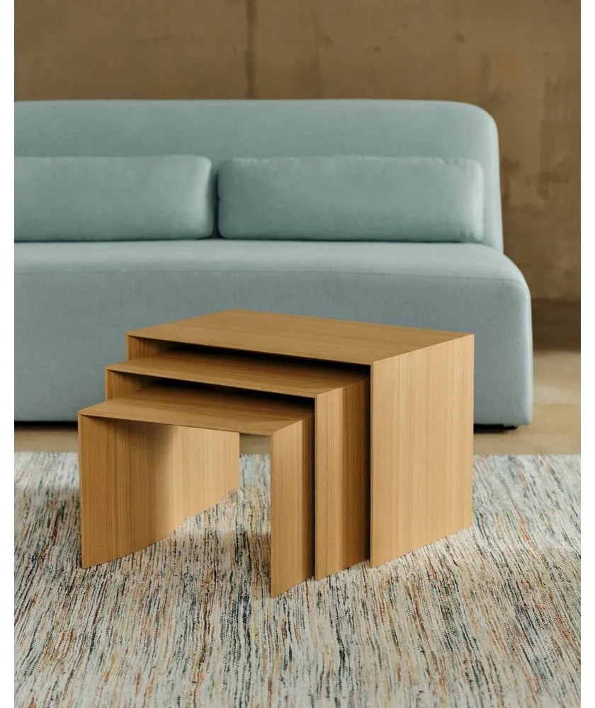 Stoliki zestaw 3 szt. w dekorze dębu 40x60 cm Litto – Kave Home