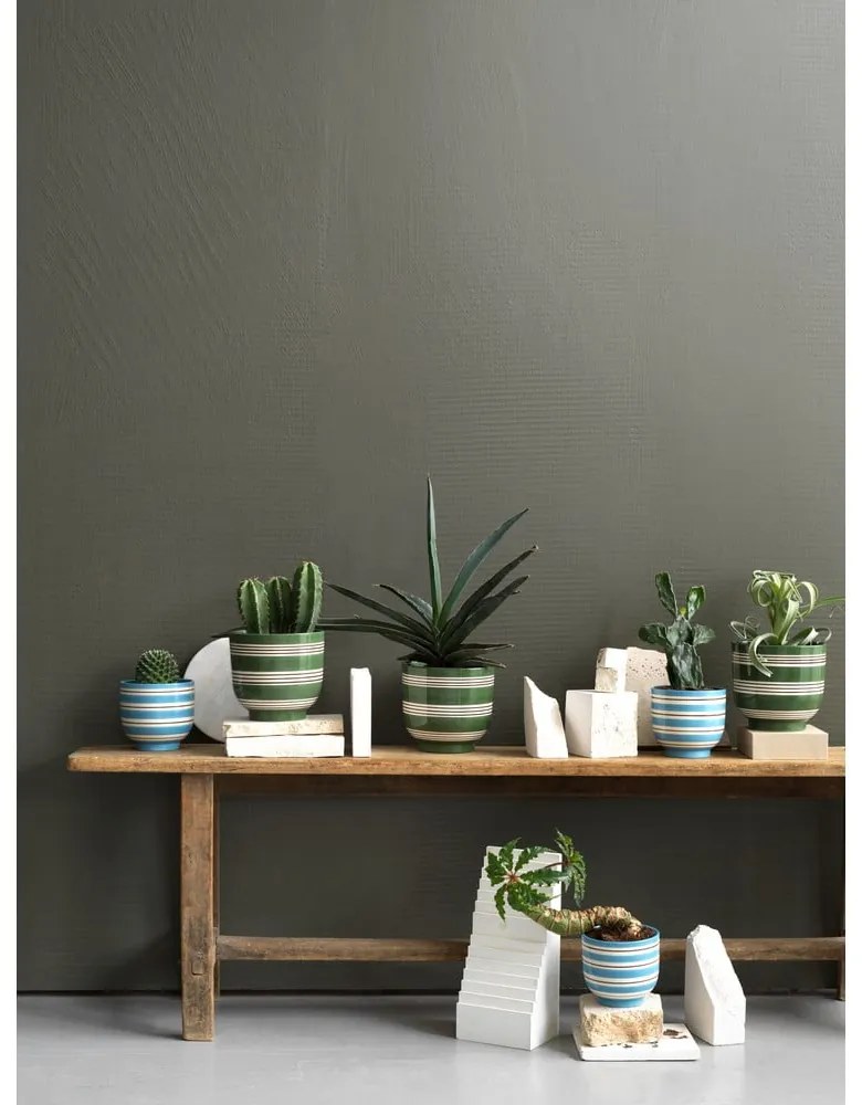 Biało-zielona ceramiczna doniczka Kähler Design Nuovo, ø 15 cm