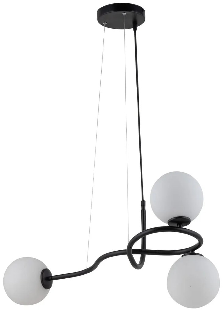 Lampa wisząca - Vena 3 czarna, białe klosze -33667