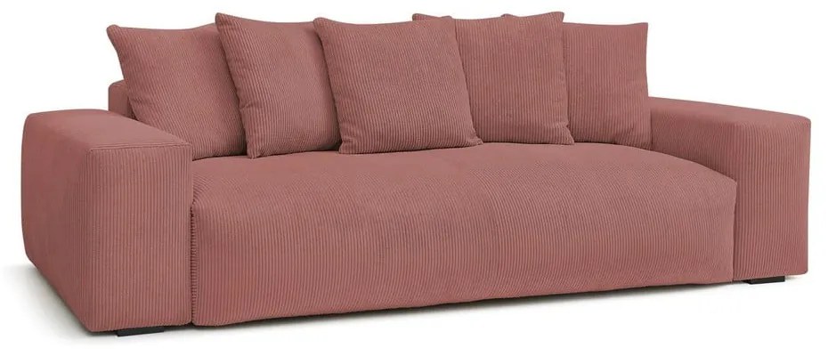 Jasnoróżowa sztruksowa sofa 280 cm Voltaire – Bobochic Paris