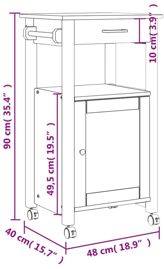 Klasyczny szary wózek kuchenny z szufladą T6-A84