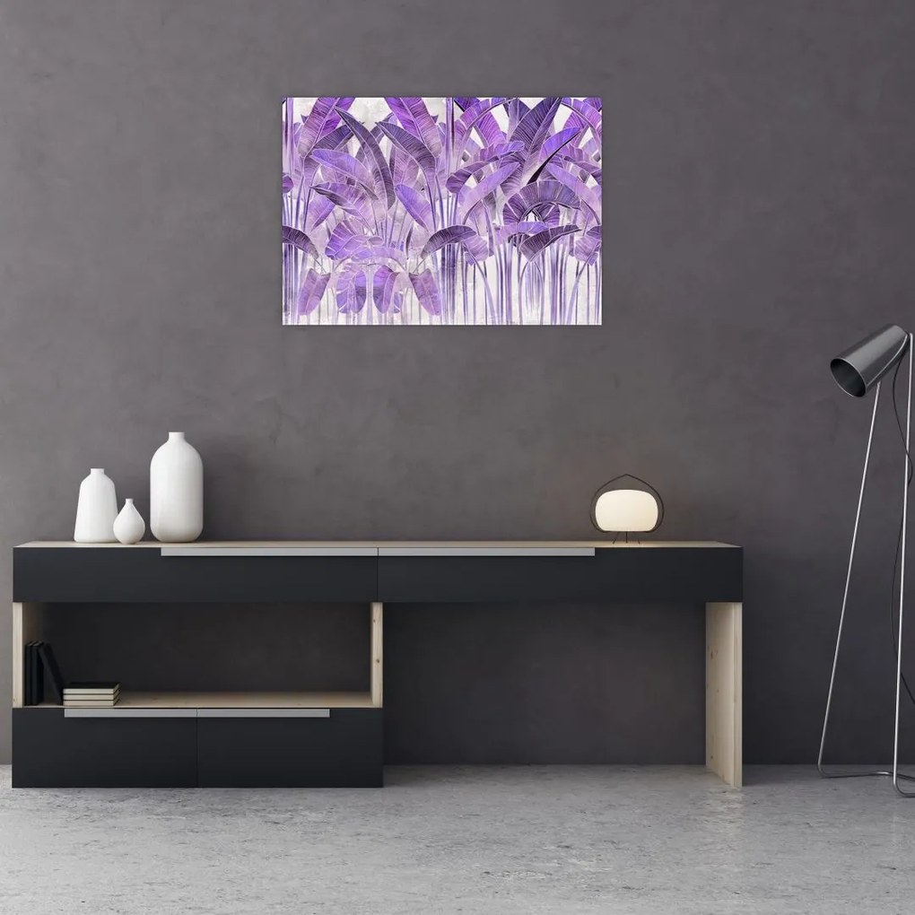 Obraz - Fioletowe liście w gipsie (70x50 cm)