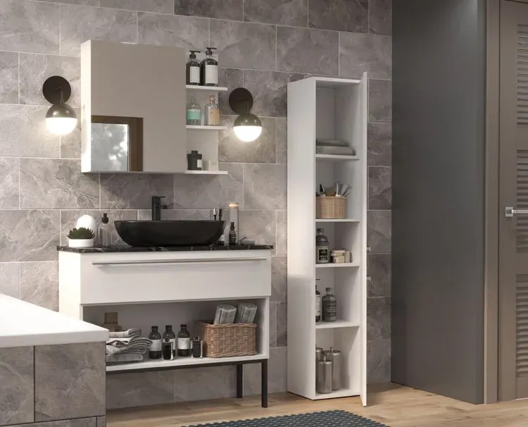 Nowoczesny słupek łazienkowy biel mat F2-K92