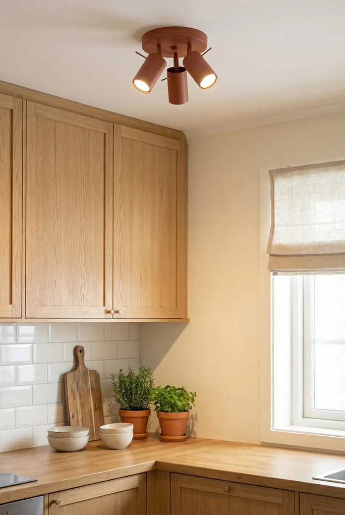 Okrągły czerwony plafon trzypunktowy G9-N72