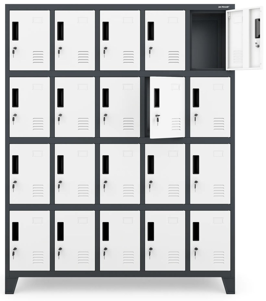 Szafa skrytkowa socjalna BHP antracytowo-biała: ROBERT, 1360 x 1720 x 450 mm