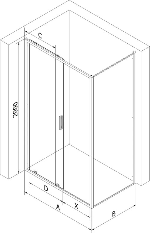 Mexen Exo kabina prysznicowa rozsuwana 90 x 75 cm, transparent, czarna - 8151-090-075-70-00
