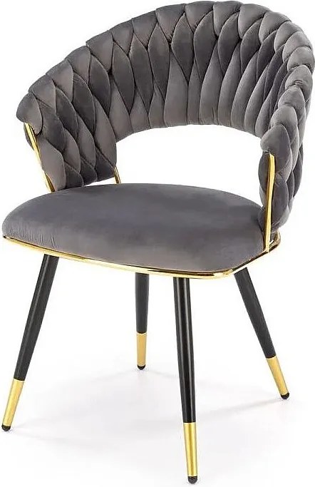 Krzesło tapicerowane K551 szare/złote