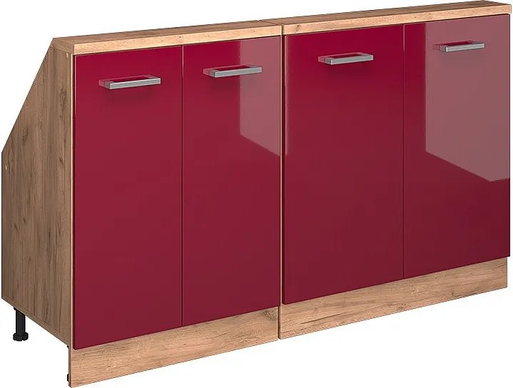 Szafka kuchenna na dach skośny czerwony połysk 140x46x81.6 r-line