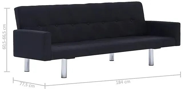 Rozkładana sofa Nesma z podłokietnikami - czarna