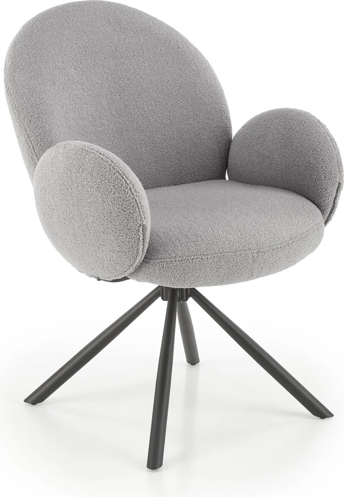 Obrotowy fotel jadalniany K498 z tkaniny bouclé