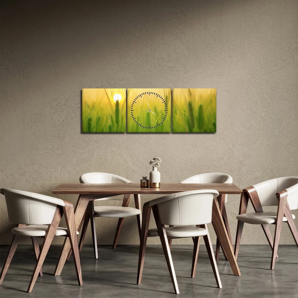 Obraz pola ze zbożem (z zegarem) (90x30 cm)
