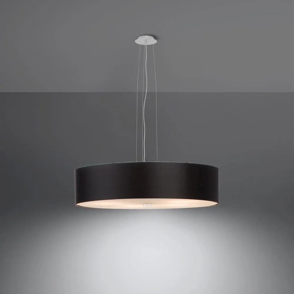 Czarna lampa wisząca z tekstylnym kloszem ø 50 cm Herra – Nice Lamps