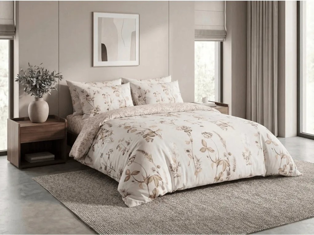 PrzytulneMieszkanie.pl PrzytulneMieszkanie.pl Pościel z mikroflanelu z mikrofibry BOTANIQUE beżowo-różowa Rozmiar pościeli: 70 x 90 cm | 140 x 200 cm