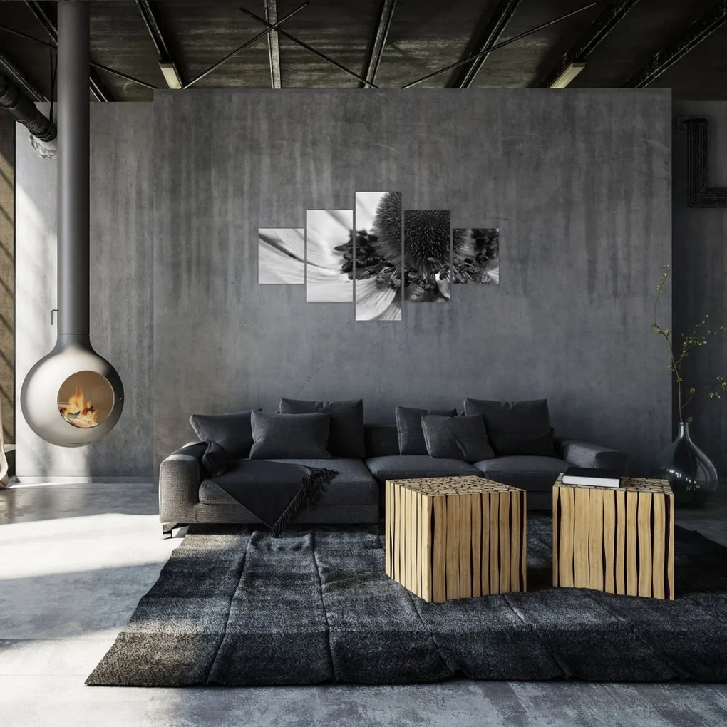 Obraz - Kwiat w czerni i bieli (125x70 cm)