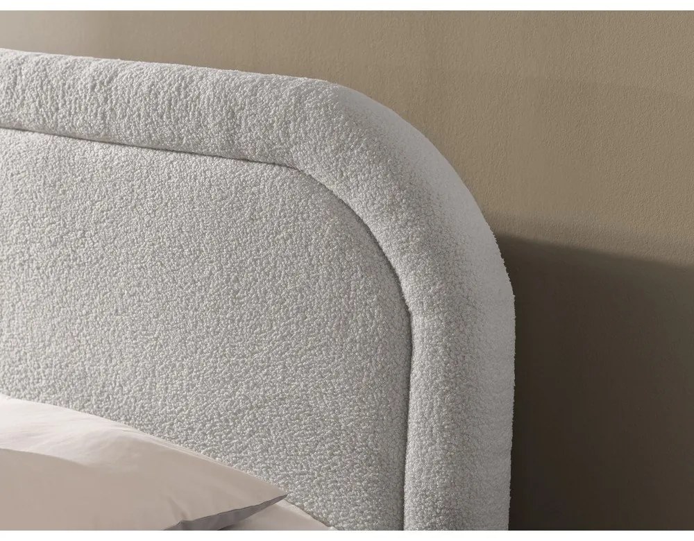 Jasnoszare łóżko kontynentalne ze schowkiem 180x200 cm Ornes – Ropez