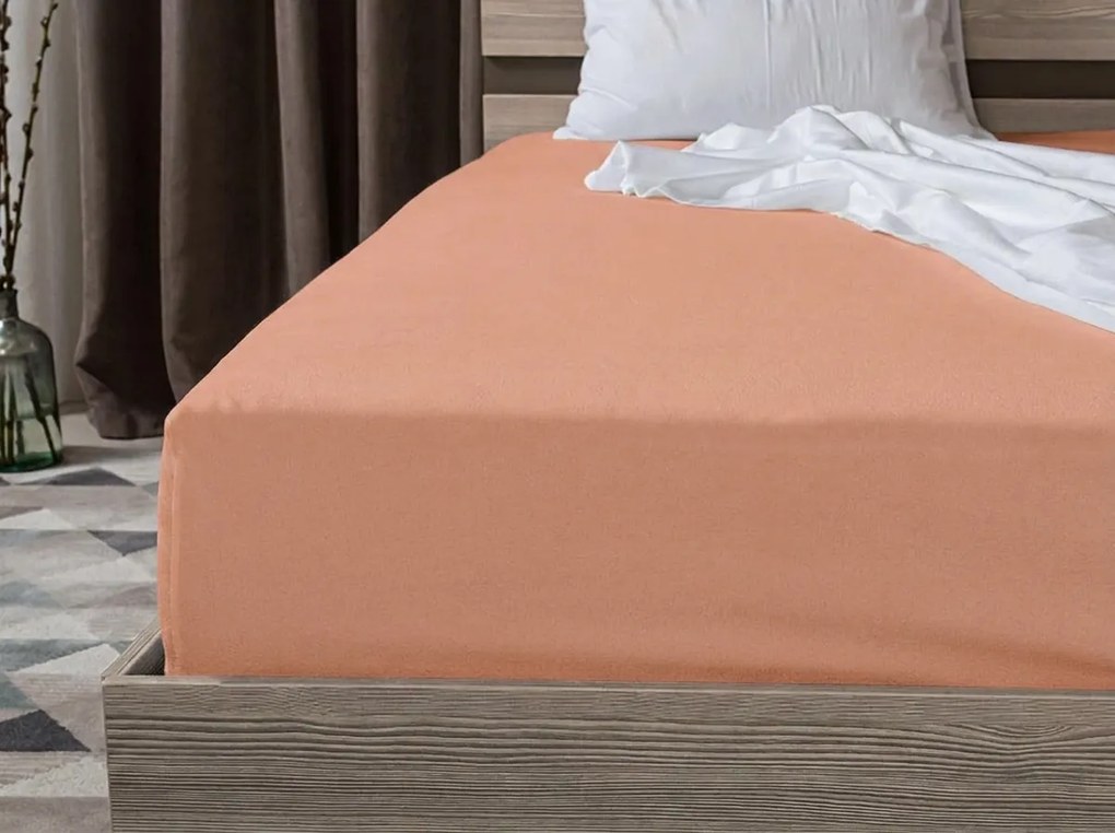 PrzytulneMieszkanie.pl Prześcieradło jersey BASIC morelowe 90 x 200 cm