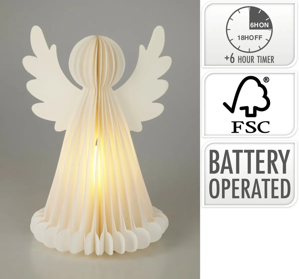 Świąteczna dekoracja świetlna Anioł, 28 cm, 6 diod LED, na baterie, timer