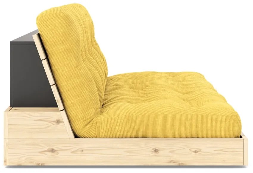 Żółta sztruksowa rozkładana sofa 196 cm Base – Karup Design