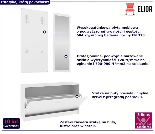 Biały minimalistyczny zestaw do przedpokoju R7-D77