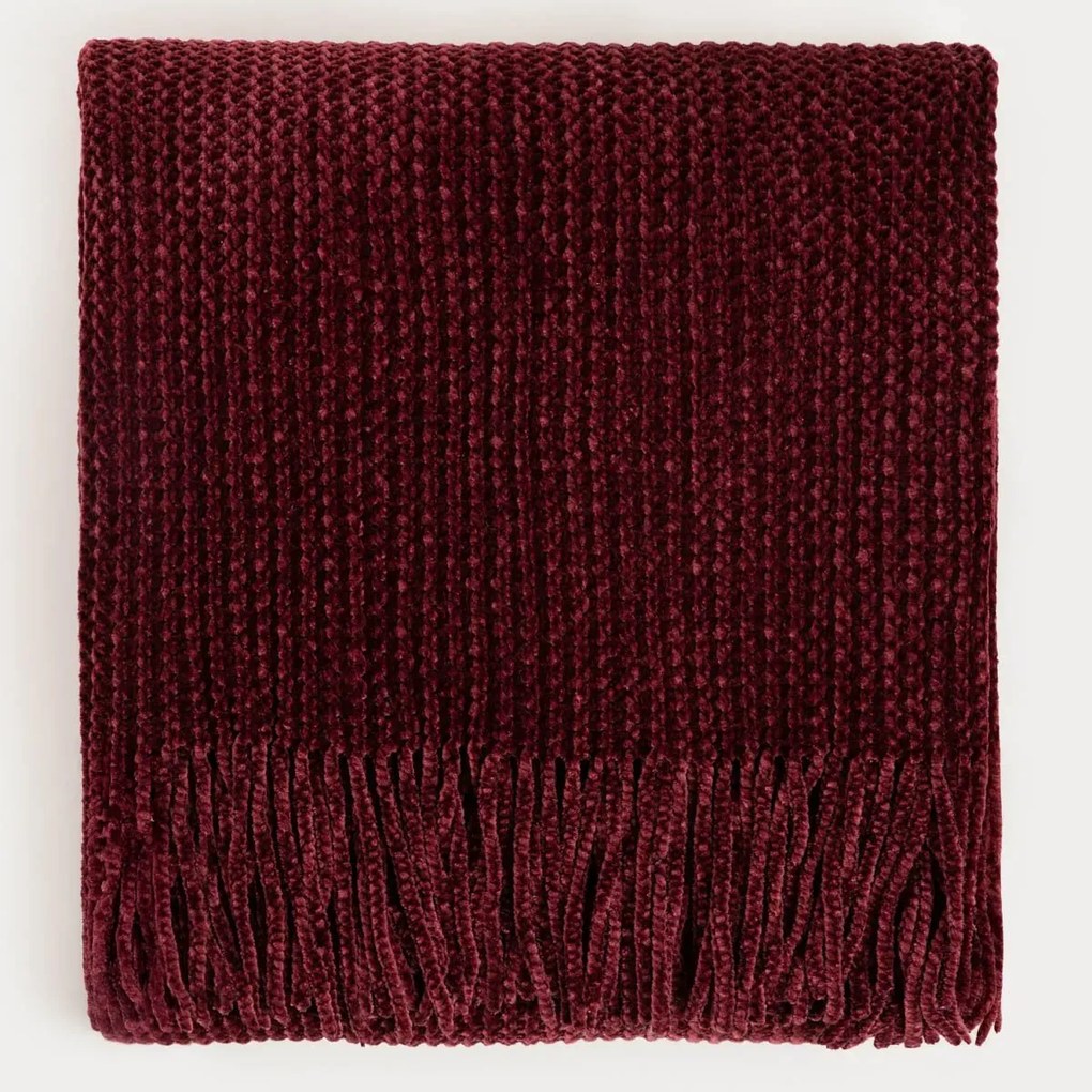 Koc szenilowy CHENILLE burgundowy 130x170cm HOMLA