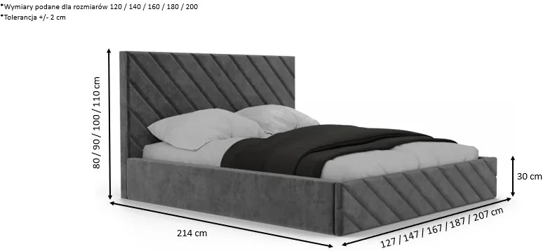 Łóżko sypialniane PINKI II SLIM - 140x200