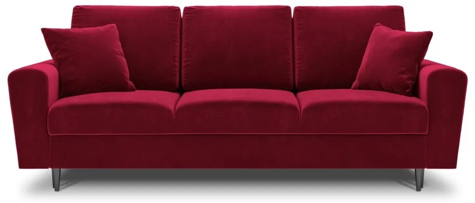 Czerwona aksamitna rozkładana/ze schowkiem sofa 235 cm Kyoto – Cosmopolitan Design