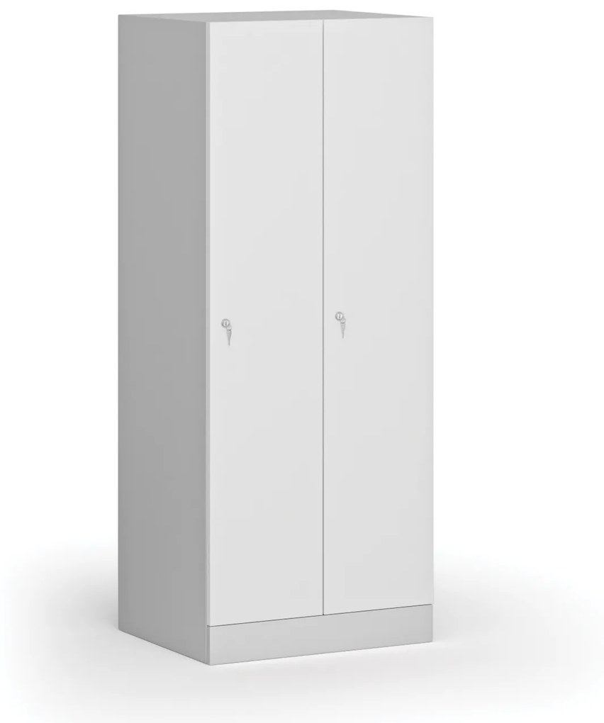 Szafa ubraniowa obniżona, 2-drzwiowa, 1500 x 600 x 500 mm, zamek cylindryczny, drzwi laminowane, biała