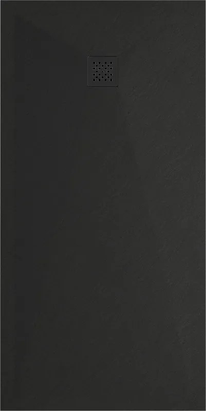 Mexen Stone+ brodzik kompozytowy prostokątny 200 x 100 cm, czarny, maskownica czarna - 44701020-B