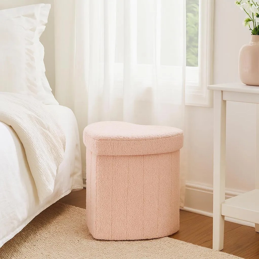 Pufa serce ALLOY, tapicerka baranek, 34 x 28 x 35 cm